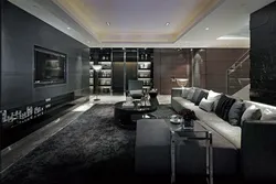 Black Living Room Interior