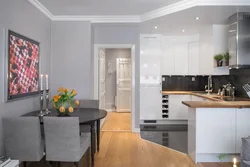 Light Gray Wallpaper In The Kitchen Interior