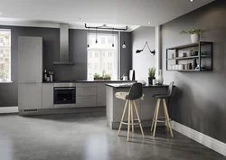 Light gray wallpaper in the kitchen interior