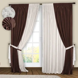 Two-Color Curtains In The Living Room Interior Photo