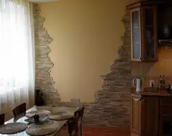 White kitchen with artificial stone photo