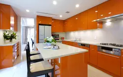 Colors combined with orange in the kitchen interior