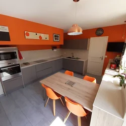 Colors Combined With Orange In The Kitchen Interior