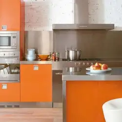 Colors combined with orange in the kitchen interior