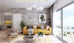 Living room design brick wall