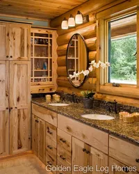 Kitchen in a log house photo