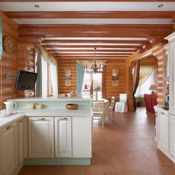 Kitchen In A Log House Photo