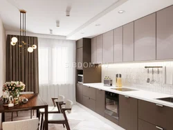 Kitchen with beige walls design photo