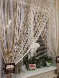Thread curtains in the kitchen real photos