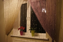 Нитяные шторы на кухне реальные фото