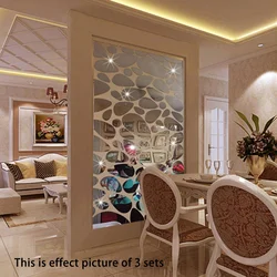 Living room design with wall-to-wall mirror