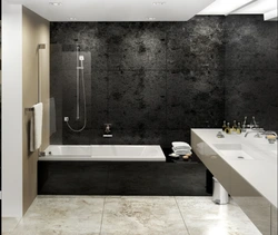 Дизайн ванной керамогранит черный