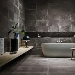 Дизайн ванной керамогранит черный