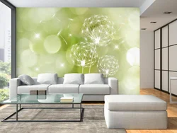 Photo wallpaper on the wall in the living room in a modern style photo