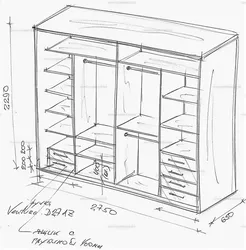Sketch of a wardrobe for a bedroom photo