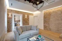 Apartment interior design with stone