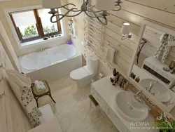 Taxta Ev Foto Dizaynında Küvetli Tualet