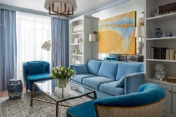 Living room design in blue photo