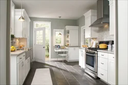 Kitchen wall color photo with gray furniture