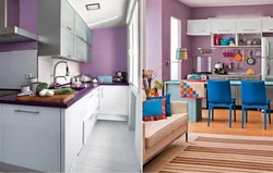 What colors goes with lilac in the kitchen interior