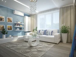 Living Room In An Apartment In Blue Tones Photo