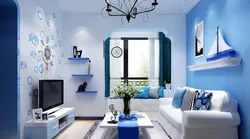 Light blue living room interior