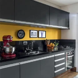 Dark gray walls in the kitchen interior