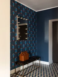 Blue Wallpaper In The Hallway Interior Photo