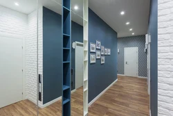 Blue wallpaper in the hallway interior photo