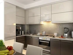 Kitchen in the color of coffee with milk design photo