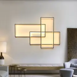Wall lamps in the living room interior