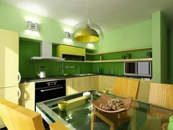 Green kitchens in the interior of a small kitchen