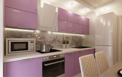 Kitchen in dusty rose color in the interior photo