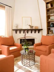 Персиковый интерьер гостиной