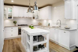 Kitchens in a modern style with a wooden countertop photo