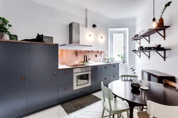 Photo of a kitchen without upper cabinets in style