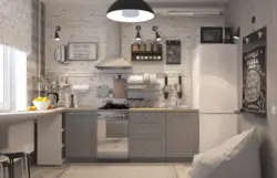 Фота кухні без верхніх шаф у стылі