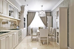 Kitchen design in a modern style 15 square meters in light colors