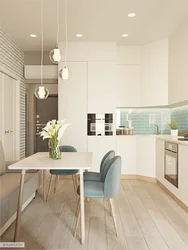 Kitchen design in a modern style 15 square meters in light colors