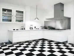Kitchen Design With Black And White Floor