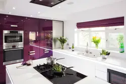 What colors goes with purple in the kitchen interior