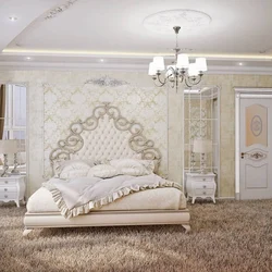 Classic style bedroom design with white furniture