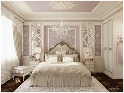 Дизайн спальни в классическом стиле с белой мебелью