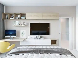 Bedroom Interior With Bed And Tv