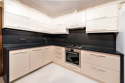 Brown countertop in the kitchen interior