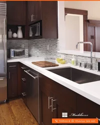 Brown countertop in the kitchen interior