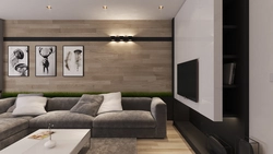 Laminate wall decoration in the living room interior