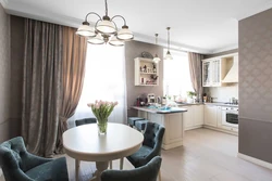 Kitchen Living Room Interior With 2 Windows