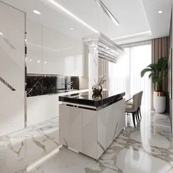 Kitchen design with marble floor photo