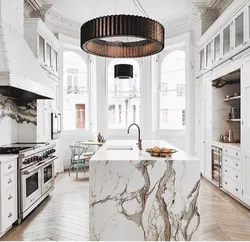 Kitchen design with marble floor photo